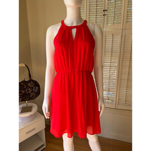 Women's Monteau Red Halter Neck Mini Dress M